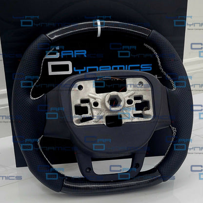 Ford Transit Custom Steering Wheel MK9 Carbon Fibre Leather Core  | Frozen White Edition |