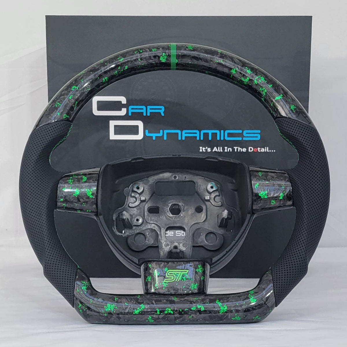 Ford Focus MK2 Forged Carbon & Leather Steering Wheel | Mean Green Edition