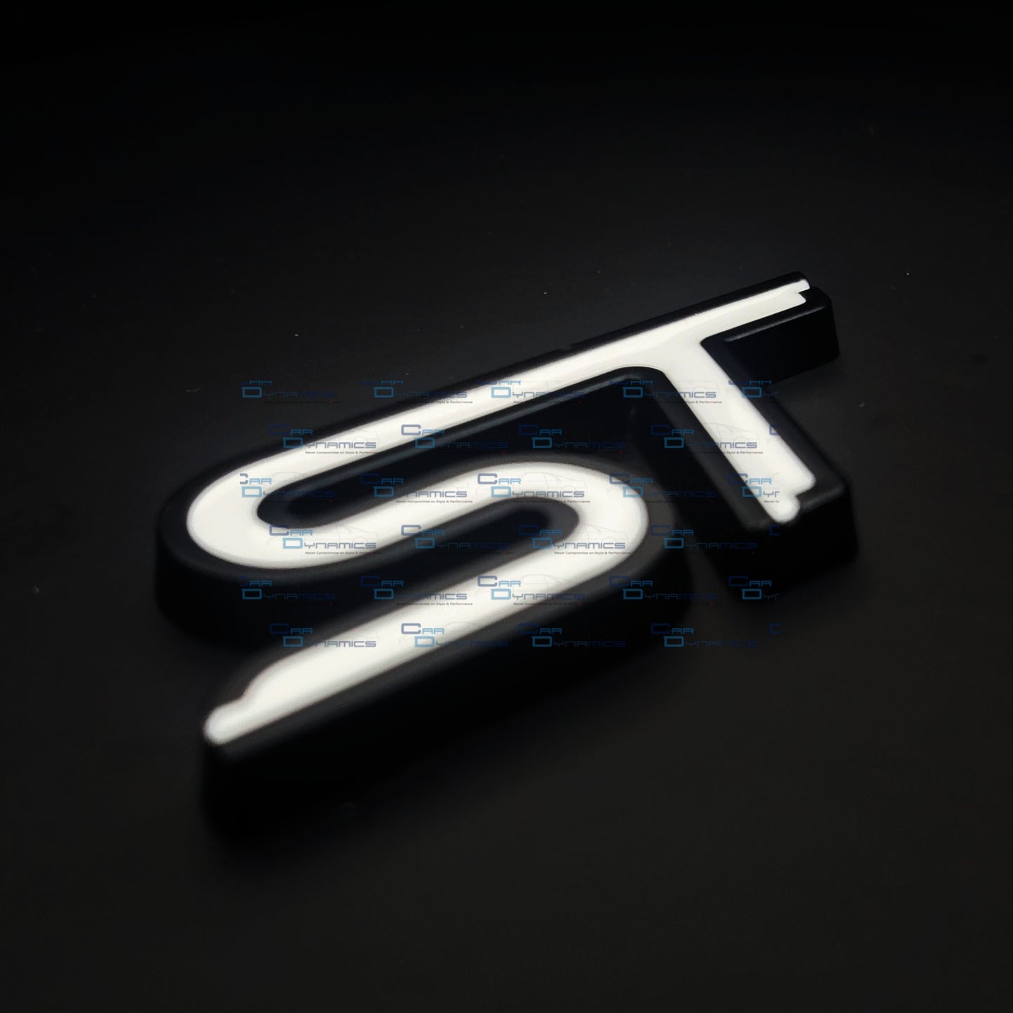 ST Rear Metal Boot Badge | Black & Frozen White Edition For Ford Models