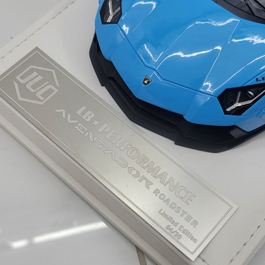 JUC 1:18 Lamborghini Aventador Roadster LB Performance Baby Blue | Limited Edition 20pcs | 04 of 20 | With Roof Included