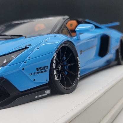 JUC 1:18 Lamborghini Aventador Roadster LB Performance Baby Blue | Limited Edition 20pcs | 04 of 20 | With Roof Included