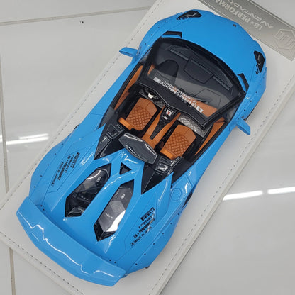 JUC 1:18 Lamborghini Aventador Roadster LB Performance Baby Blue | Limited Edition 20pcs | 04 of 20 | With Roof Included