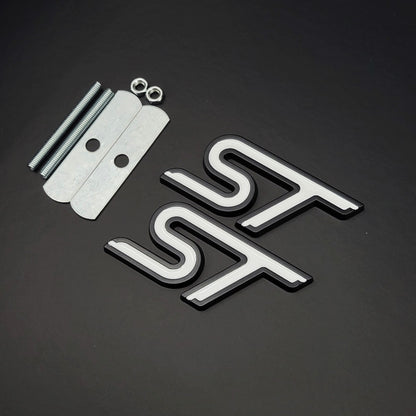 ST Metal Boot Badge | Black & Frozen White Edition For Ford Models
