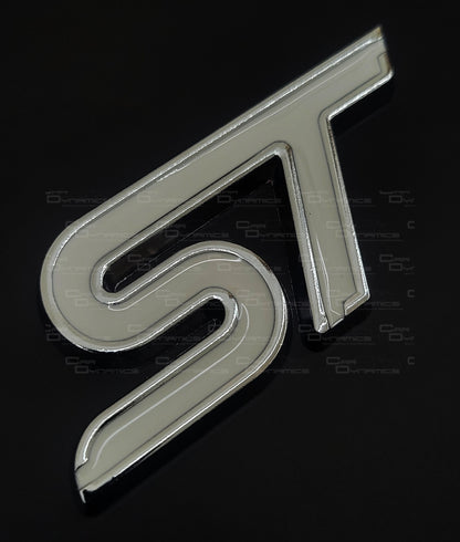 ST Rear Metal Boot Badge | Frozen White Edition For Ford Models