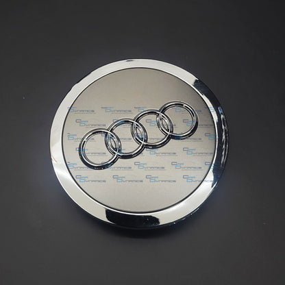 Set Of 4 Grey & Chrome Centre Caps | For Audi Models