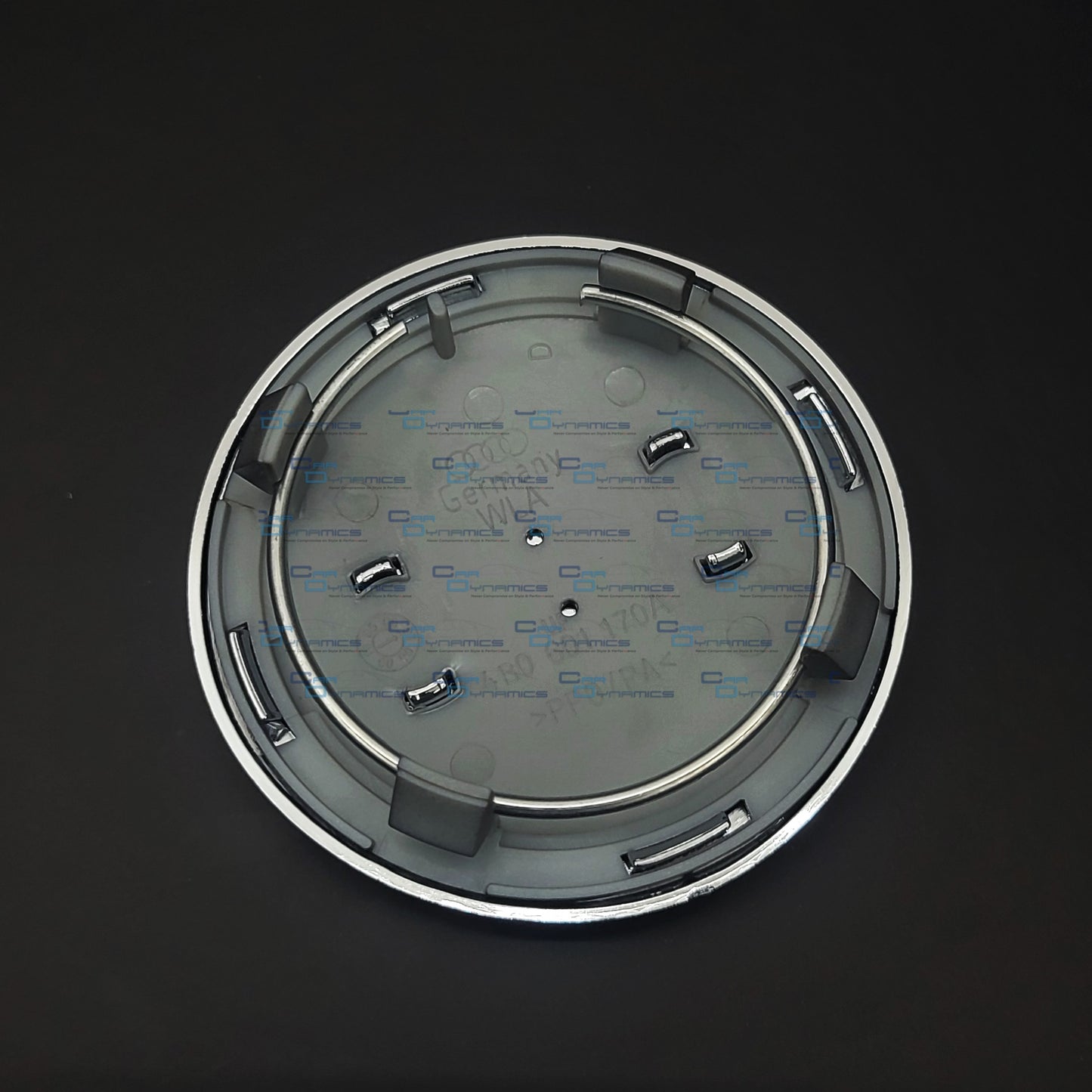 Set Of 4 Grey & Chrome Centre Caps | For Audi Models
