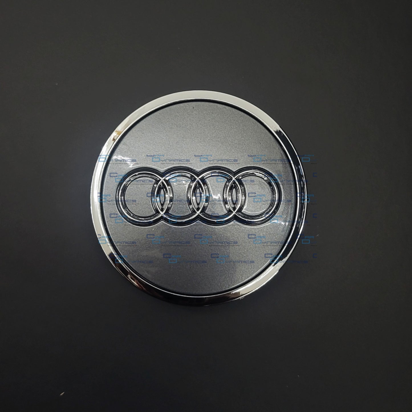 Set Of 4 Grey & Chrome Centre Caps | For Audi Models