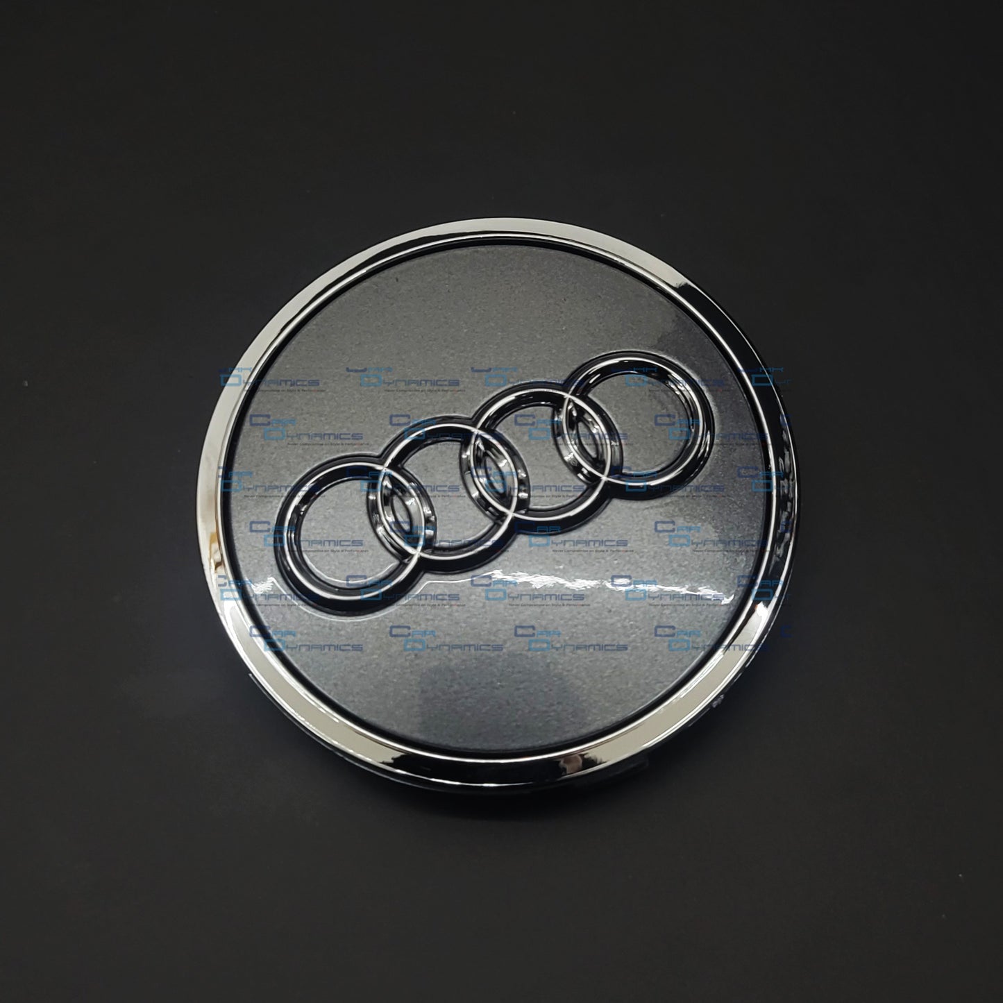 Set Of 4 Grey & Chrome Centre Caps | For Audi Models