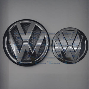 VW Transporter T5 Blacked Out Front & Rear Emblem | Gloss Black Badge 7E0853601CD