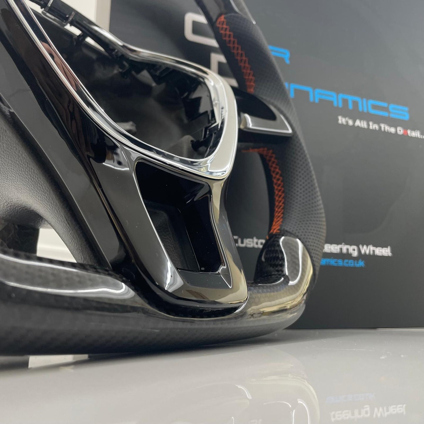 Volkswagen Custom Carbon Fibre Flat Bottom Steering Wheel Transporter T6 | RAC Orange Edition