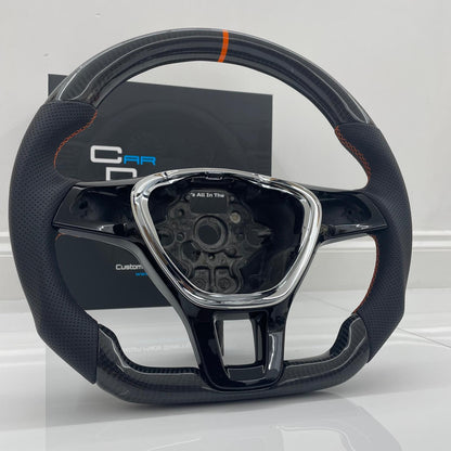 Volkswagen Custom Carbon Fibre Flat Bottom Steering Wheel Transporter T6 | RAC Orange Edition