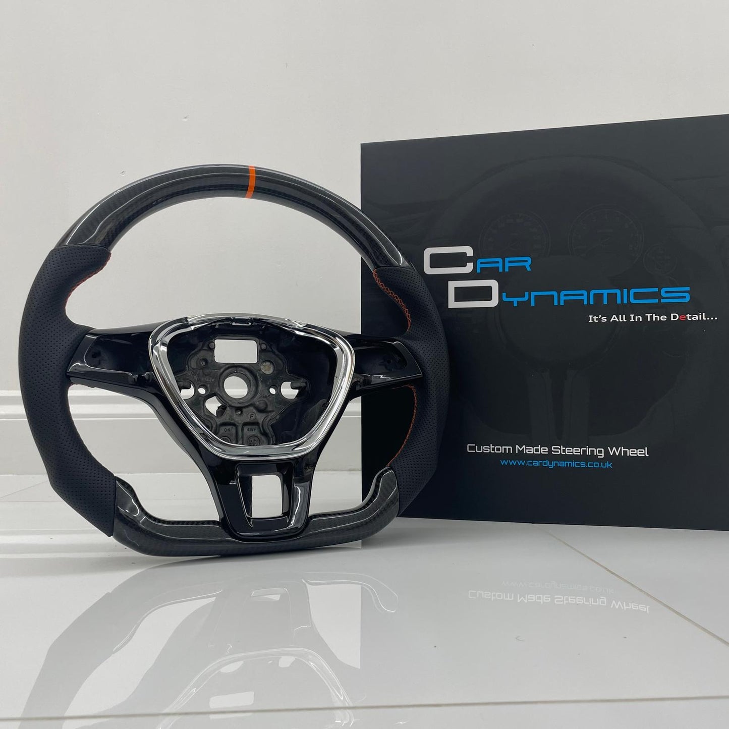 Volkswagen Custom Carbon Fibre Flat Bottom Steering Wheel Transporter T6 | RAC Orange Edition