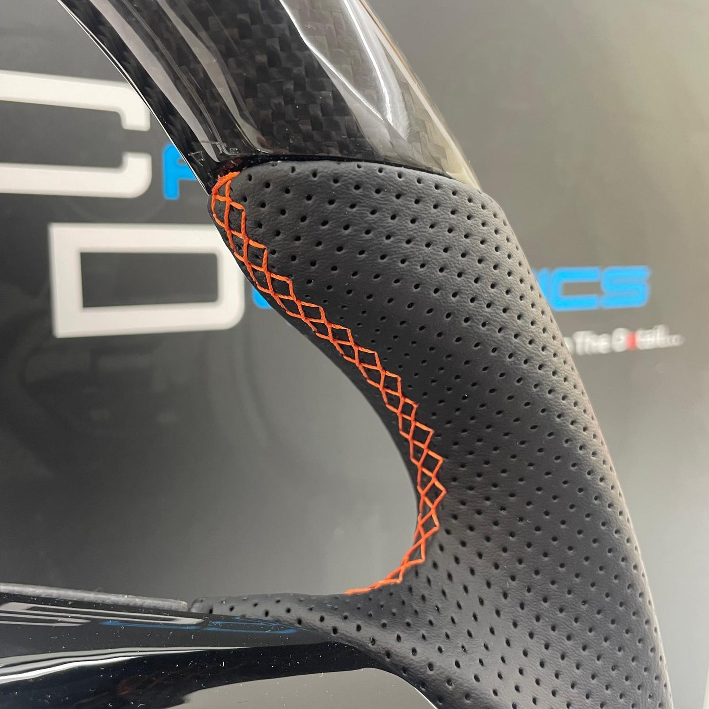 Volkswagen Custom Carbon Fibre Flat Bottom Steering Wheel Transporter T6 | RAC Orange Edition