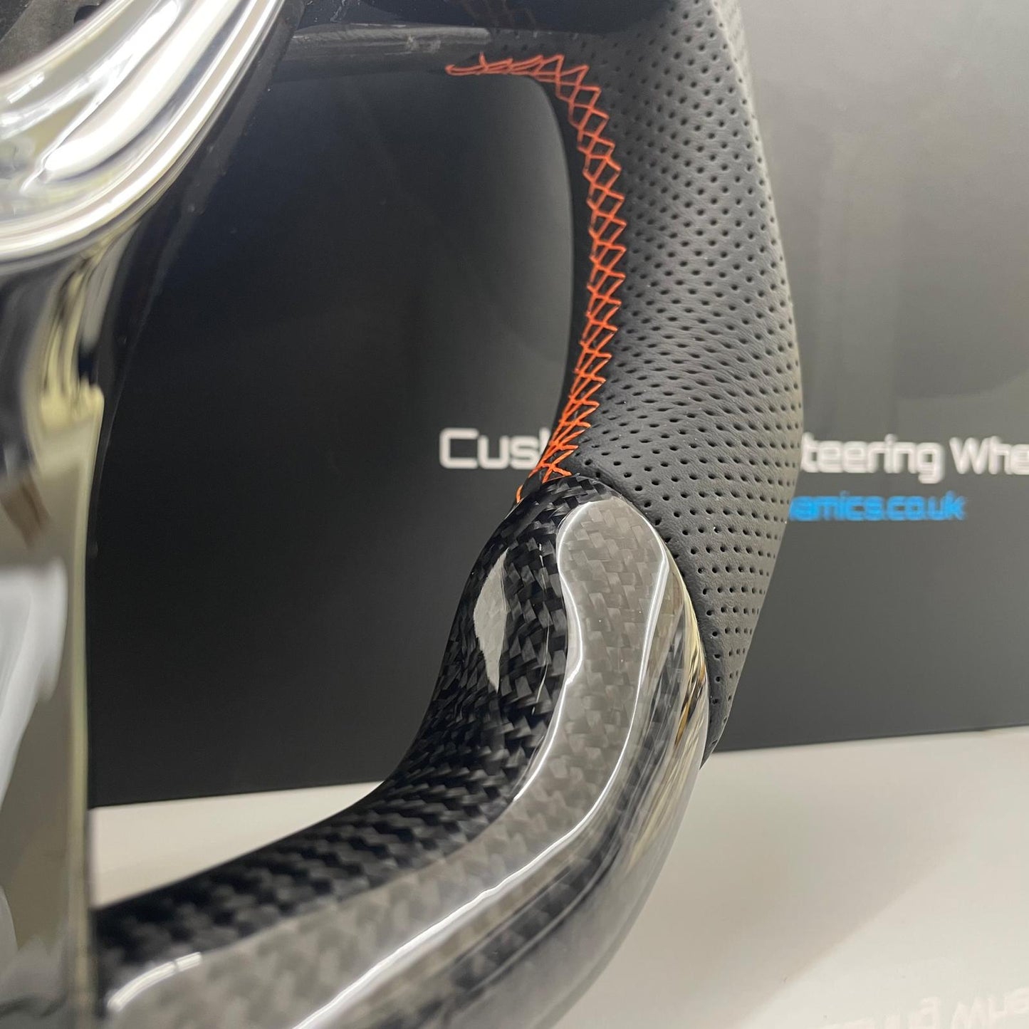 Volkswagen Custom Carbon Fibre Flat Bottom Steering Wheel Transporter T6 | RAC Orange Edition