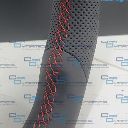 Volkswagen Custom Leather Flat Bottom Steering Wheel | MK7.5 Tornado Red GTI Edition With Blacked Out Trim