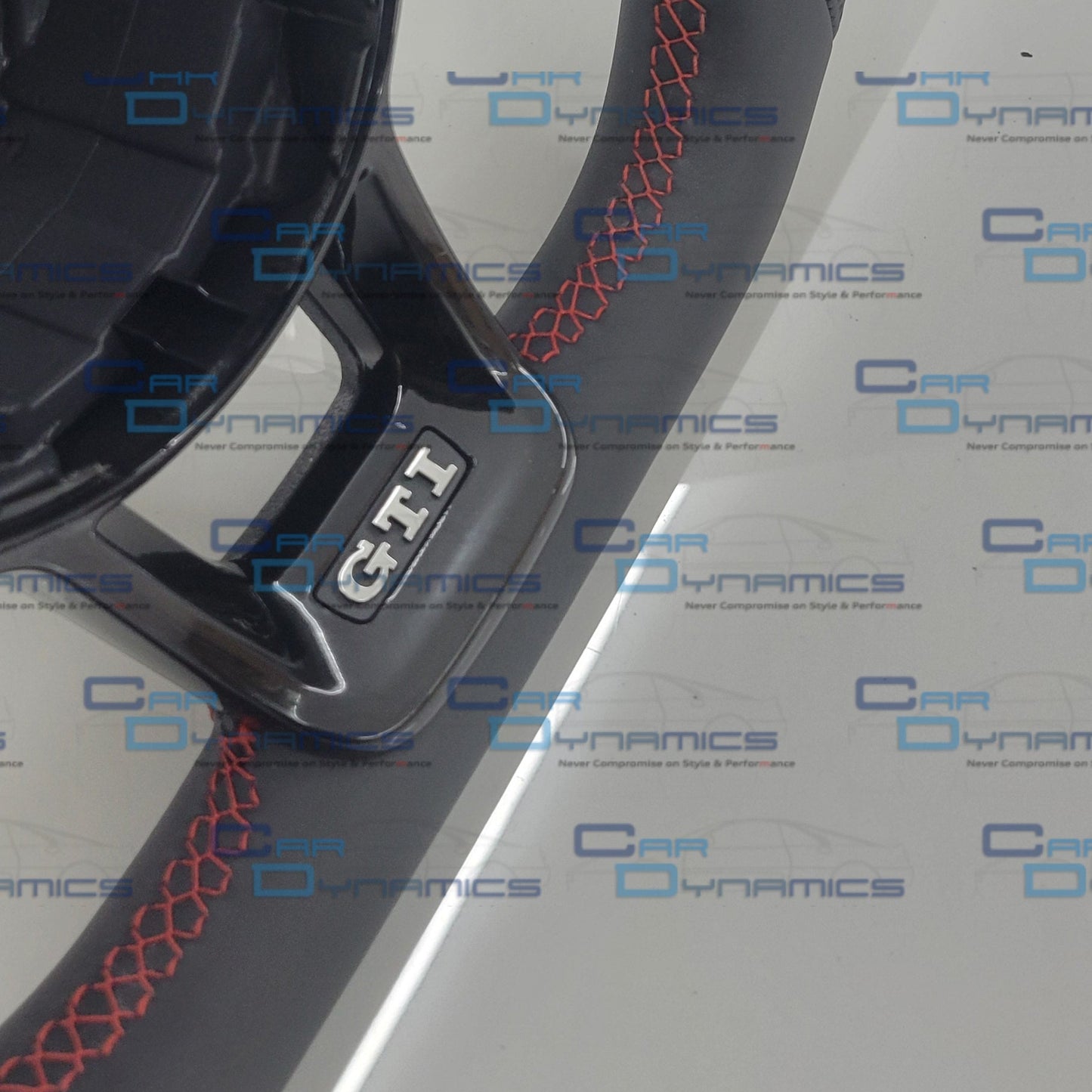 Volkswagen Custom Leather Flat Bottom Steering Wheel | MK7.5 Tornado Red GTI Edition With Blacked Out Trim