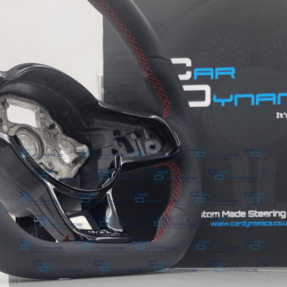 Volkswagen Custom Leather Flat Bottom Steering Wheel | MK7.5 Tornado Red GTI Edition With Blacked Out Trim