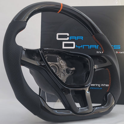 Volkswagen T6 Piano Black & Leather Steering Wheel | RAC Orange Edition