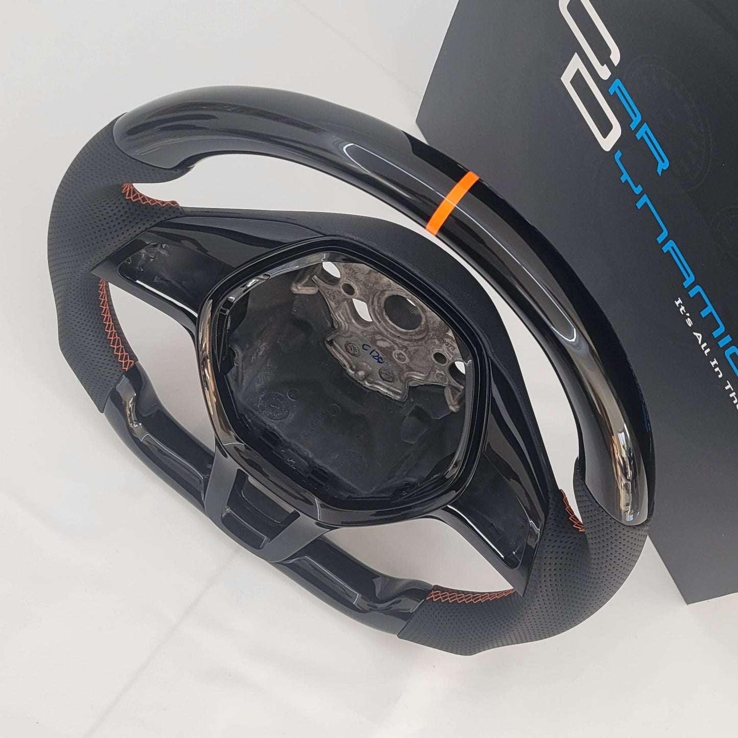 Volkswagen T6 Piano Black & Leather Steering Wheel | RAC Orange Edition