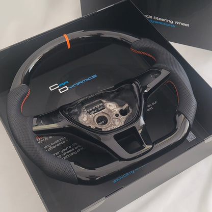 Volkswagen T6 Piano Black & Leather Steering Wheel | RAC Orange Edition