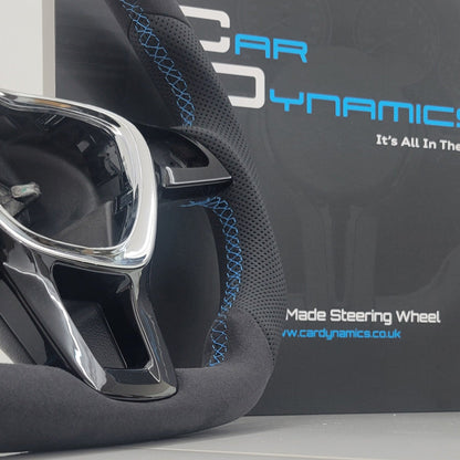 Volkswagen T6 Custom Alcantara & Leather Flat Bottom Steering Wheel | Gulf Blue Edition | T6 Transporter