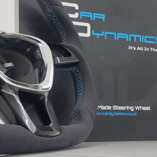 Volkswagen T6 Custom Alcantara & Leather Flat Bottom Steering Wheel | Gulf Blue Edition | T6 Transporter