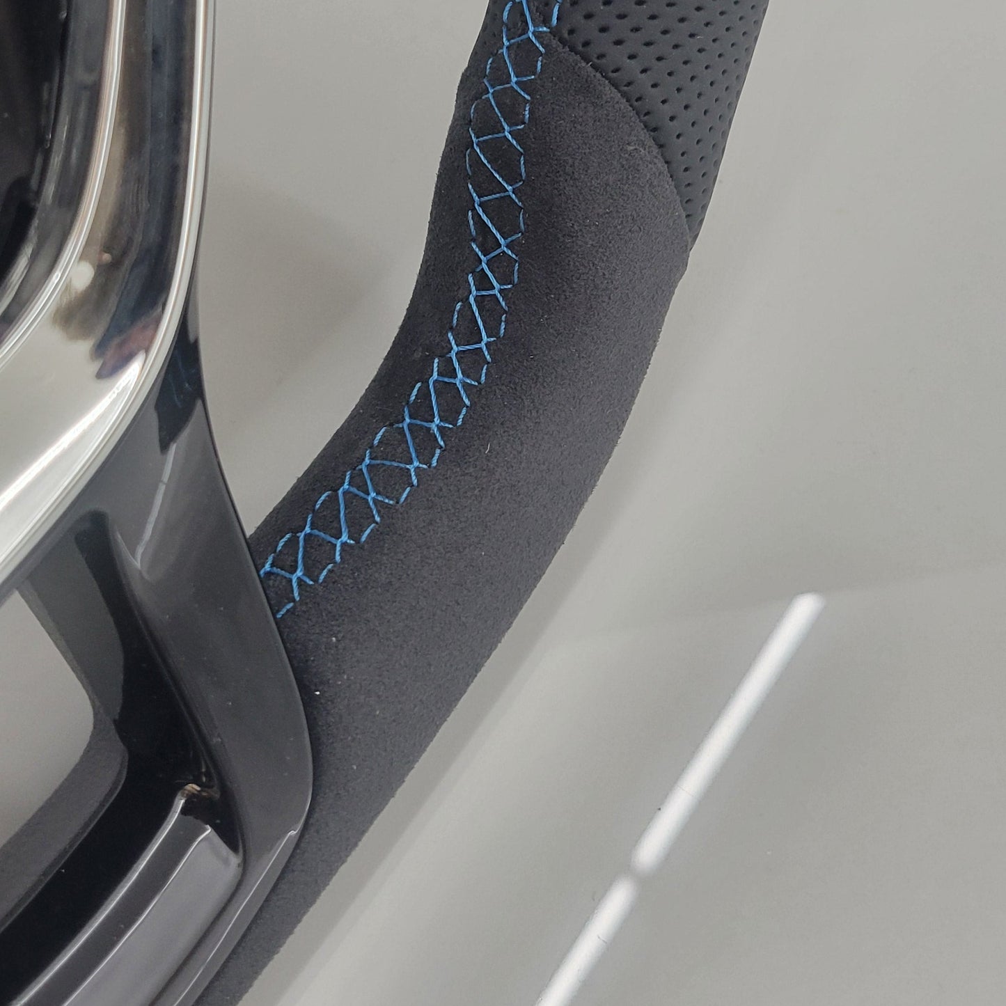 Volkswagen T6 Custom Alcantara & Leather Flat Bottom Steering Wheel | Gulf Blue Edition | T6 Transporter