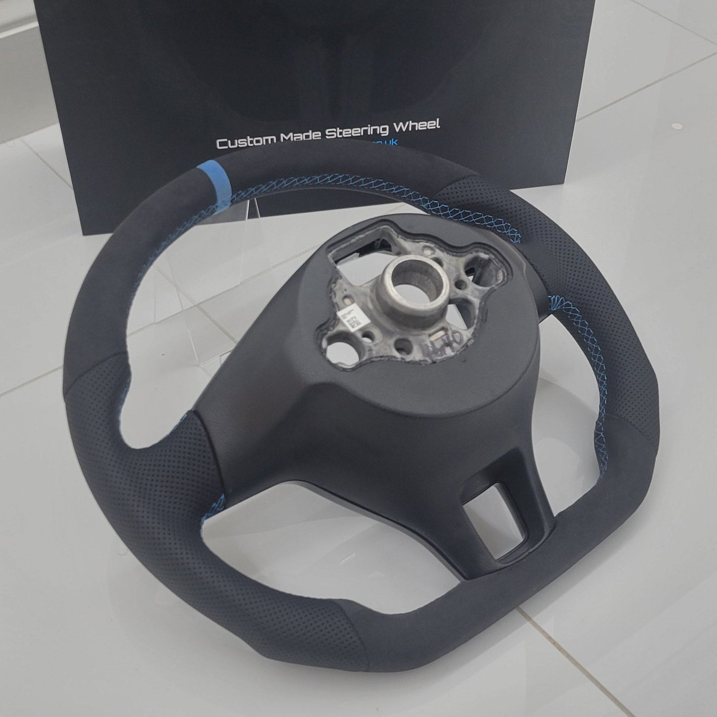 Volkswagen T6 Custom Alcantara & Leather Flat Bottom Steering Wheel | Gulf Blue Edition | T6 Transporter