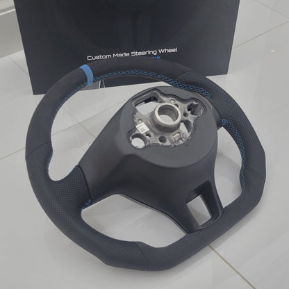 Volkswagen T6 Custom Alcantara & Leather Flat Bottom Steering Wheel | Gulf Blue Edition | T6 Transporter
