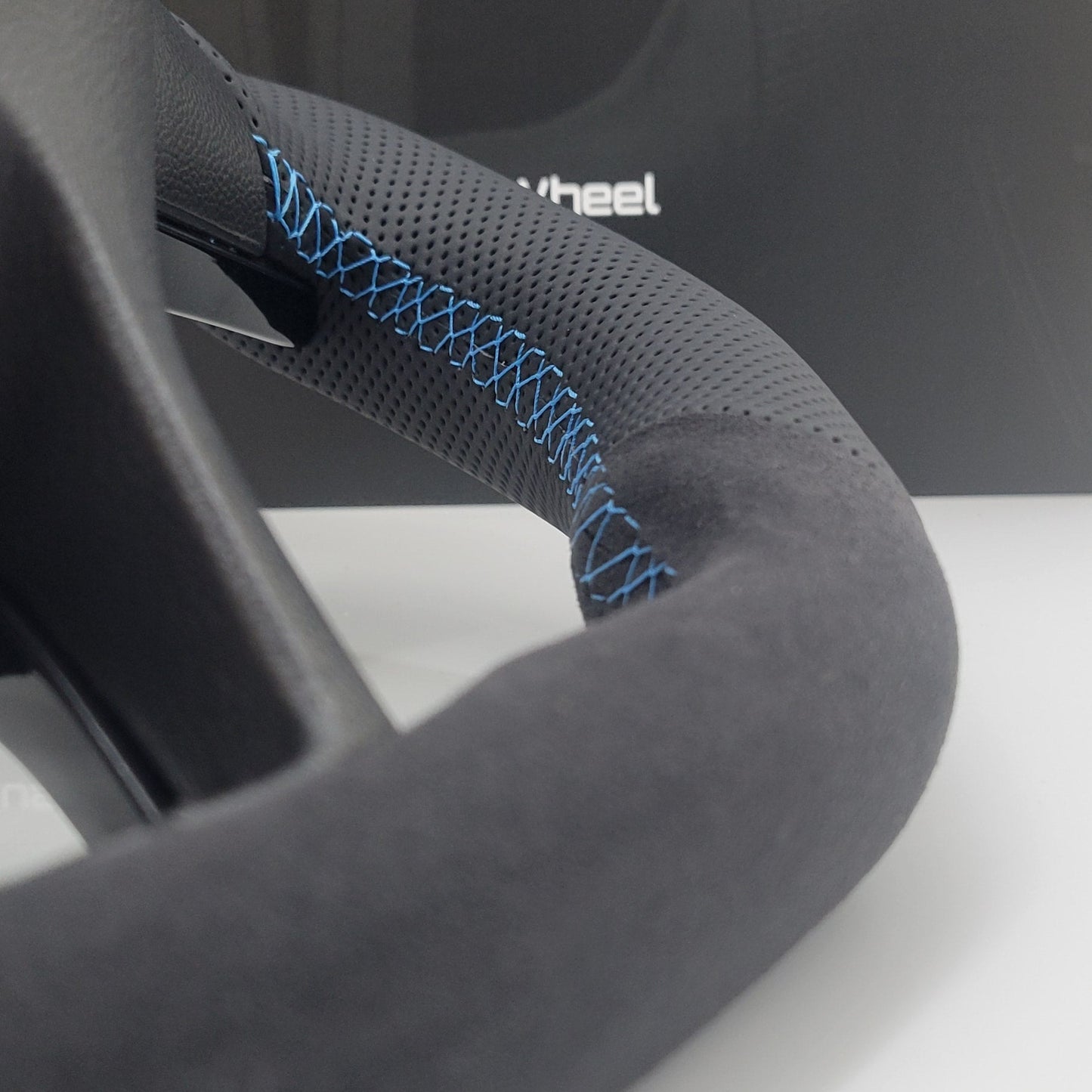 Volkswagen T6 Custom Alcantara & Leather Flat Bottom Steering Wheel | Gulf Blue Edition | T6 Transporter