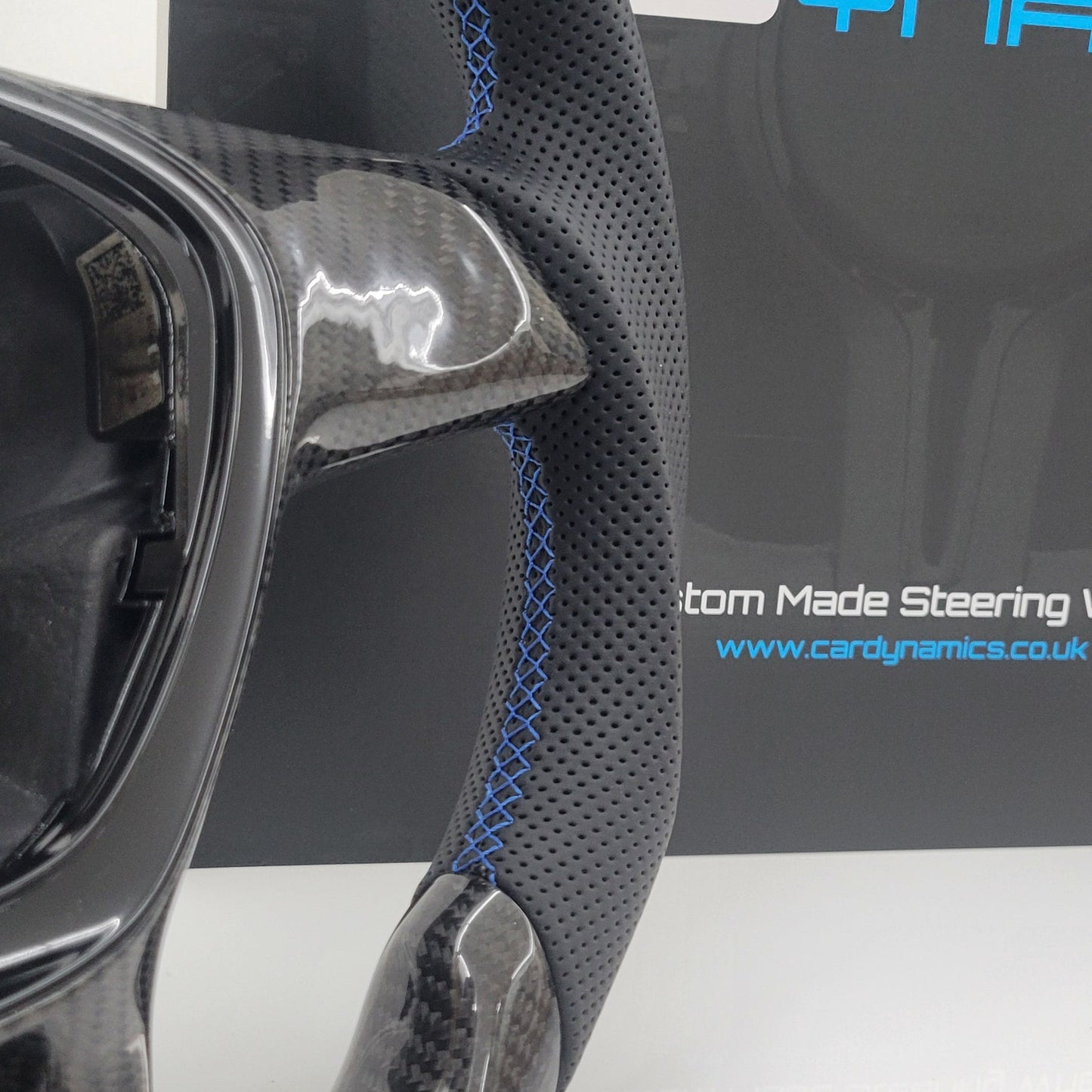 Volkswagen T6 Custom Carbon Fibre Flat Bottom Steering Wheel | Henry's Blue Edition , T6 Transporter Non Button Version
