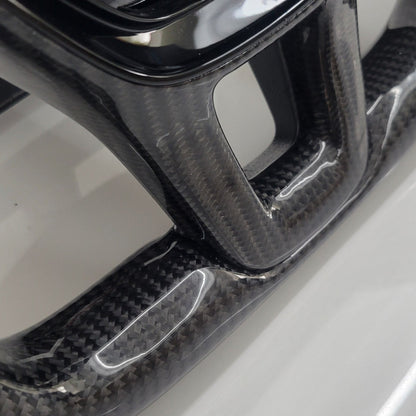 Volkswagen T6 Custom Carbon Fibre Flat Bottom Steering Wheel | Henry's Blue Edition , T6 Transporter Non Button Version