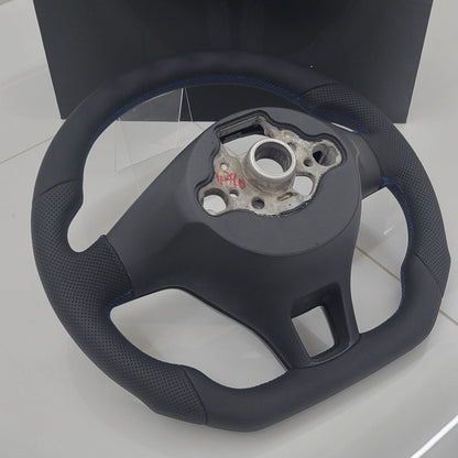 Volkswagen T6 Custom Carbon Fibre & Leather Flat Bottom Steering Wheel | Rising Blue Edition | T6 Transporter Non Multifunctional Version