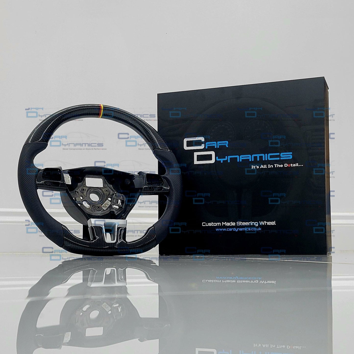 Volkswagen Custom Carbon Fibre Flat Bottom Steering Wheel Transporter T5.1 , MK6 | Multifunctional Version | German Blue Edition