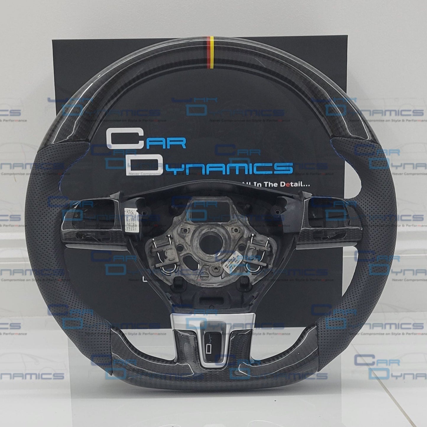 Volkswagen Custom Carbon Fibre Flat Bottom Steering Wheel Transporter T5.1 , MK6 | Multifunctional Version | German Blue Edition