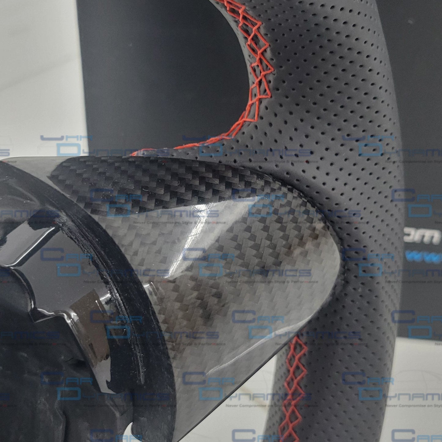 Volkswagen Custom Carbon Fibre Flat Bottom Steering Wheel Transporter T5.1 , MK6 | Non Multifunctional Version | Mars Red Edition