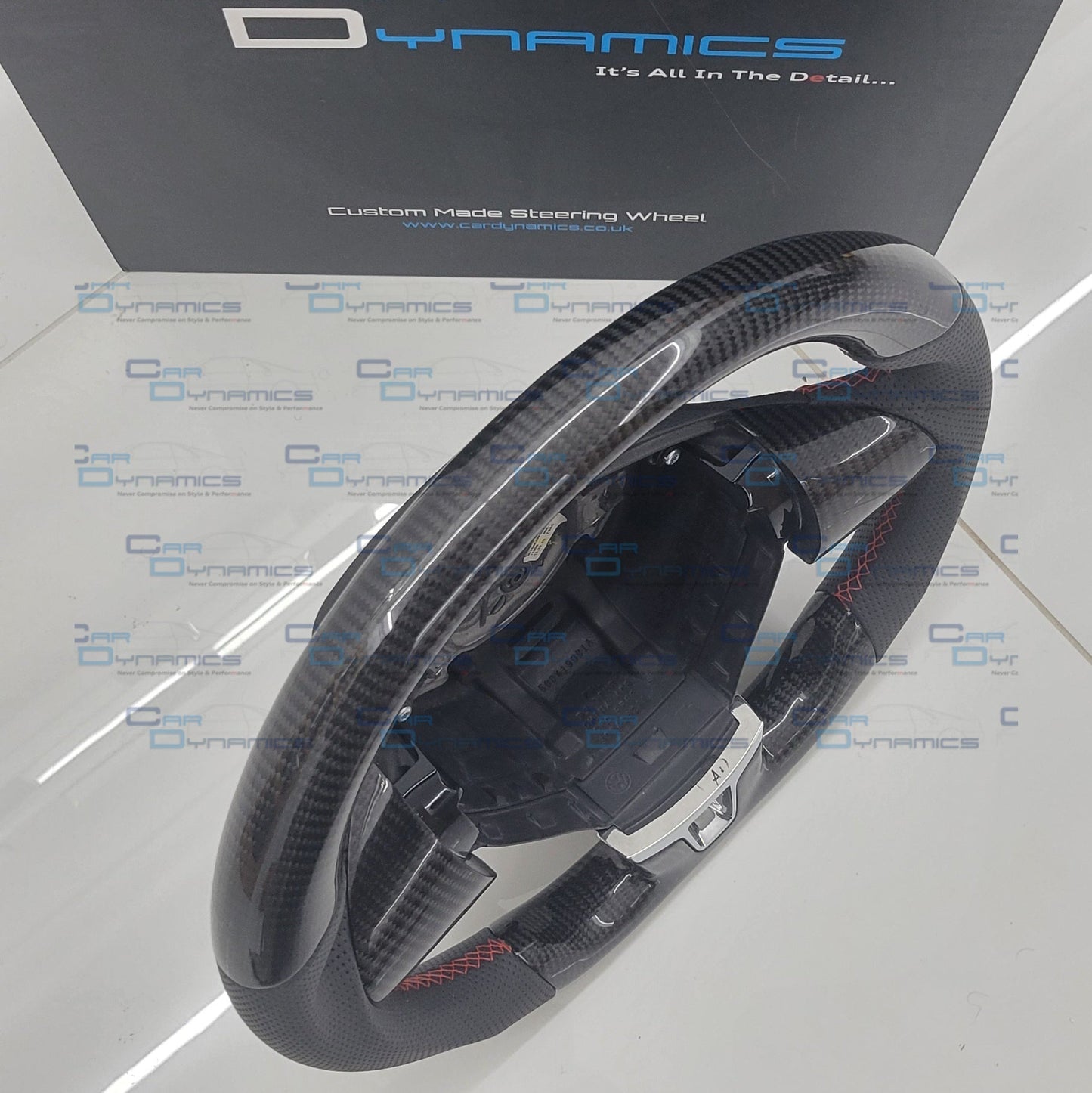 Volkswagen Custom Carbon Fibre Flat Bottom Steering Wheel Transporter T5.1 , MK6 | Non Multifunctional Version | Mars Red Edition