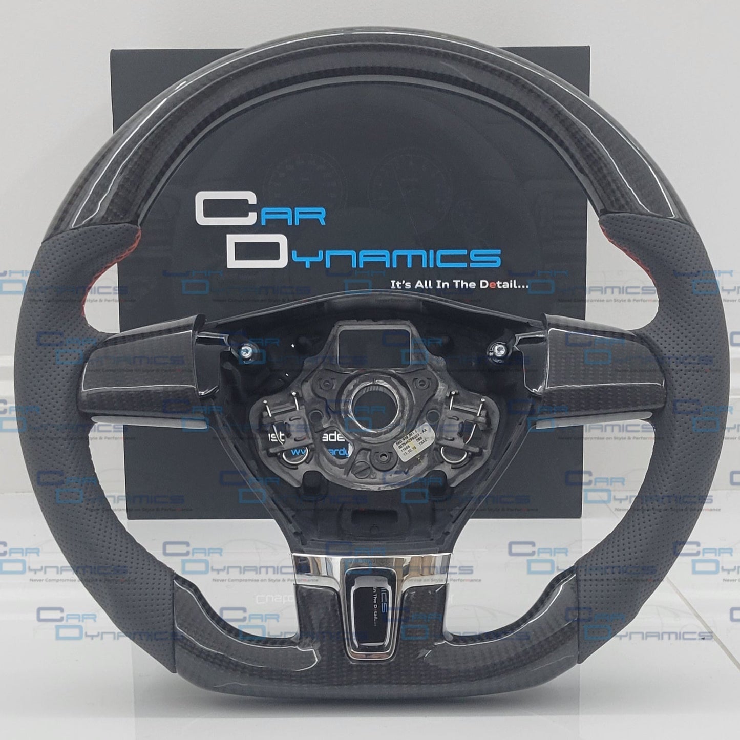 Volkswagen Custom Carbon Fibre Flat Bottom Steering Wheel Transporter T5.1 , MK6 | Non Multifunctional Version | Mars Red Edition