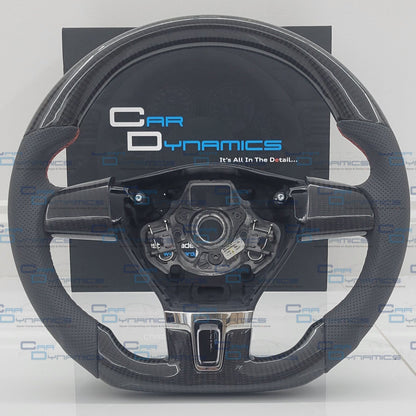 Volkswagen Custom Carbon Fibre Flat Bottom Steering Wheel Transporter T5.1 , MK6 | Non Multifunctional Version | Mars Red Edition