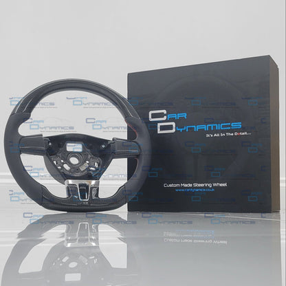 Volkswagen Custom Carbon Fibre Flat Bottom Steering Wheel Transporter T5.1 , MK6 | Non Multifunctional Version | Mars Red Edition