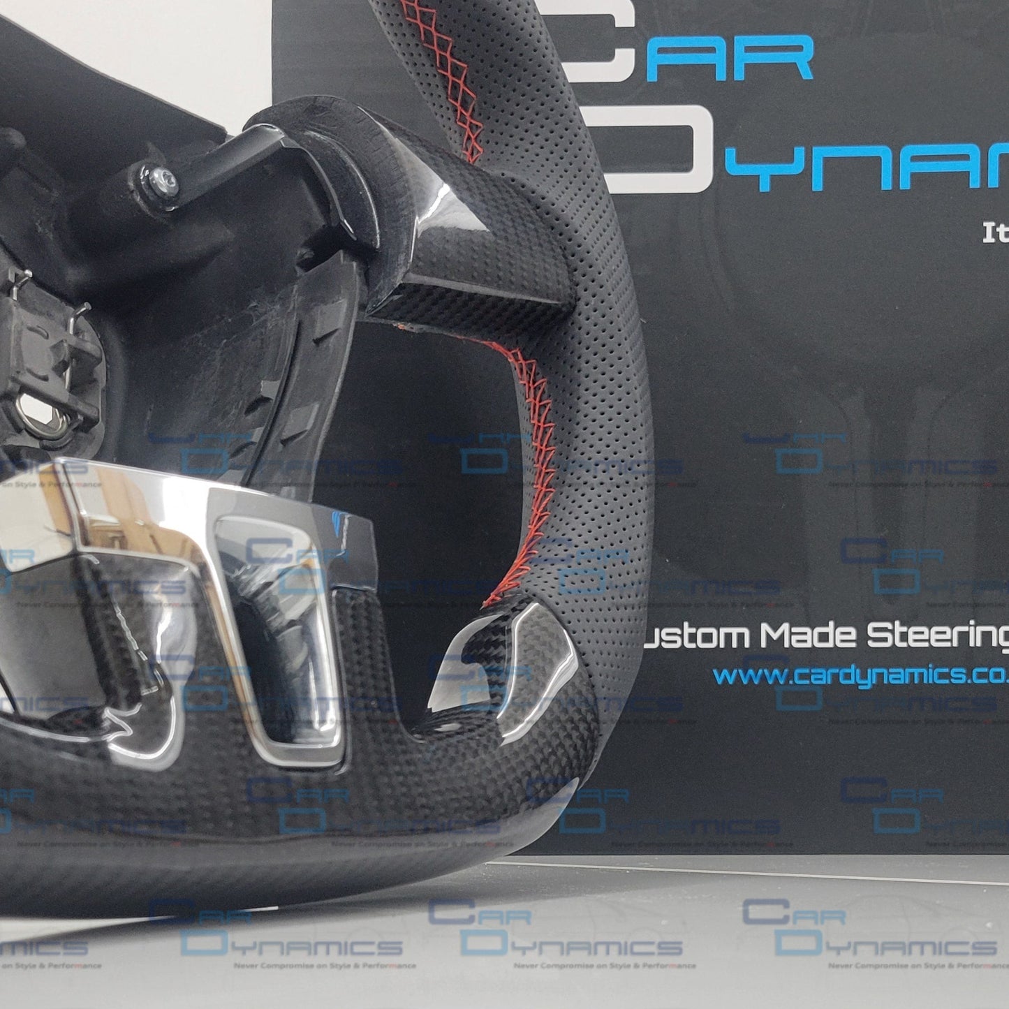 Volkswagen Custom Carbon Fibre Flat Bottom Steering Wheel Transporter T5.1 , MK6 | Non Multifunctional Version | Mars Red Edition