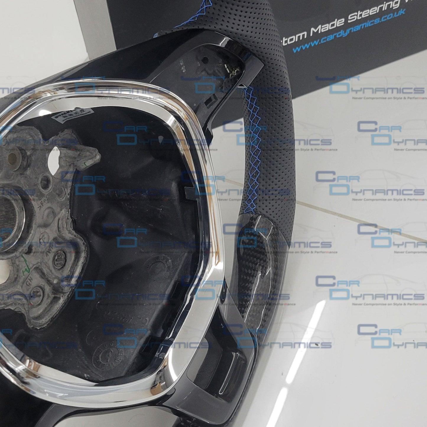 Volkswagen Custom Carbon Fibre Flat Bottom Steering Wheel Caddy | Florida Blue Edition