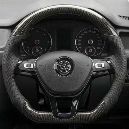 Volkswagen Custom Carbon Fibre Flat Bottom Steering Wheel Transporter T6 , Caddy