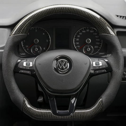 Volkswagen Custom Carbon Fibre Flat Bottom Steering Wheel Transporter T6 , Caddy