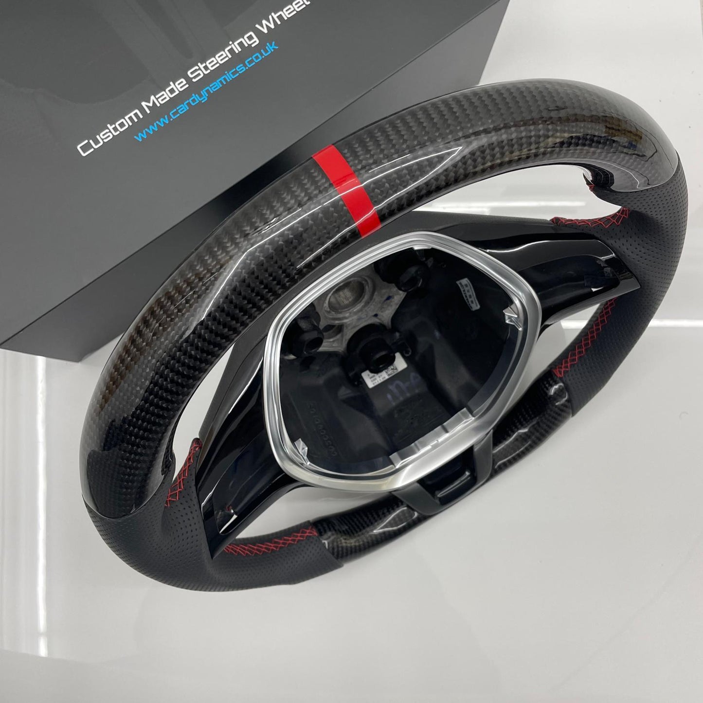 Volkswagen Caddy Custom Carbon Fibre Flat Bottom Steering Wheel | Cherry Red Edition | Caddy Multifunctional Version