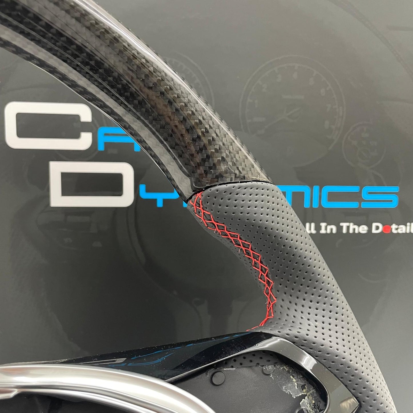 Volkswagen Caddy Custom Carbon Fibre Flat Bottom Steering Wheel | Cherry Red Edition | Caddy Multifunctional Version