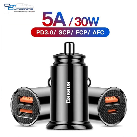 Baseus 30W Car Charger | USB & USB-C | Quick Charge 4.0 & PD Fast Charging image 0