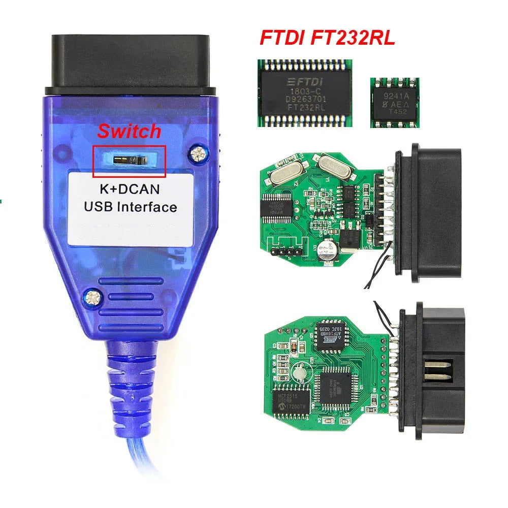 K+DCAN Blue Cable For OBD Diagnostics INPA & ISTA Compatible Cable image 0