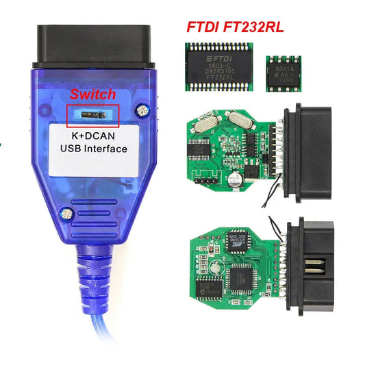 K+DCAN Blue Cable For OBD Diagnostics INPA & ISTA Compatible Cable image 0