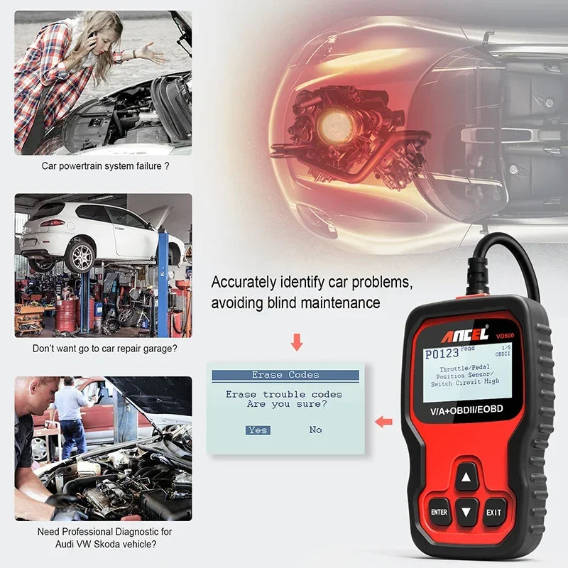 ANCEL VD500 OBD2 Scanner Code Reader ABS SRS EPB Oil Diagnostic Tool image 4